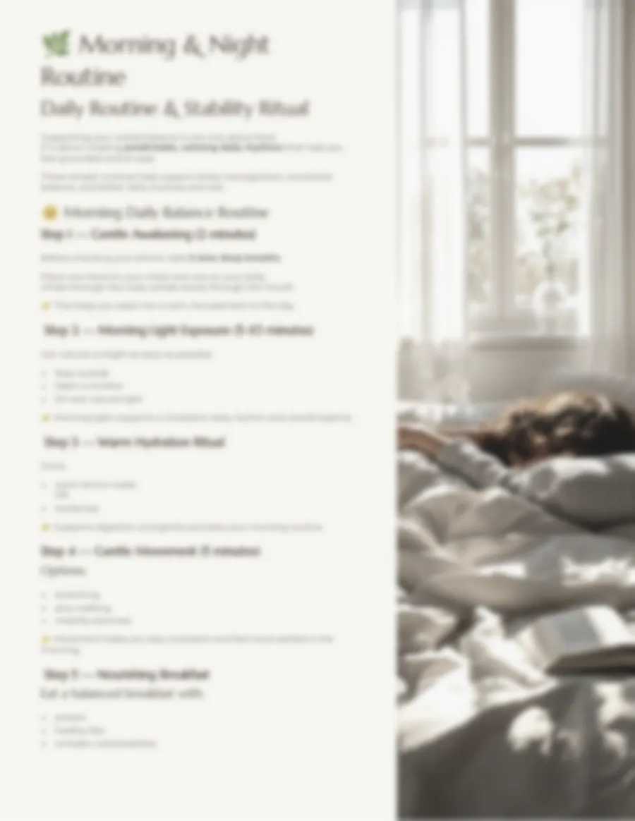 Blurred preview of the morning and night routine page